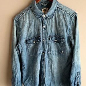 Oversized denim shirt
